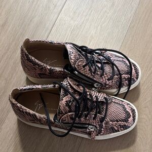 Giuseppe Zanotti Pink and Black Snake Sneakers